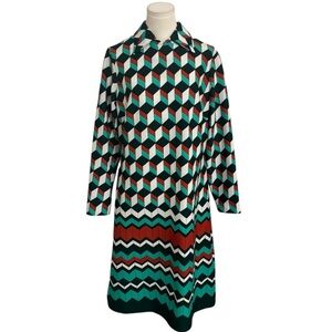 Vintage 1970’s Toni Todd‎ White Pointed Collar Disco Mod Midi Dress Sz M L Party